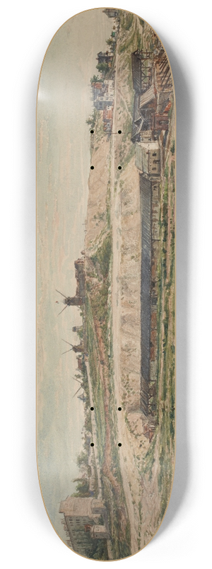 Jean-Baptiste-Franois Arnaud-Durbec - La Butte et les moulins de Montmartre, face nord 8.25 inch art skate deck