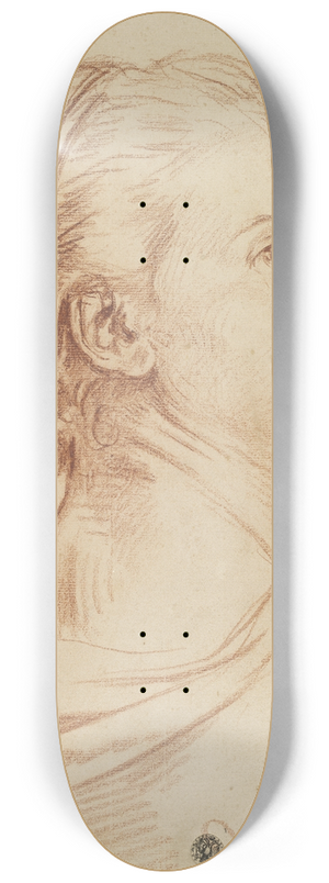 Jean-Baptiste Greuze - Head of a Woman Looking Back Over Her Shoulder 8.25 inch art skate deck