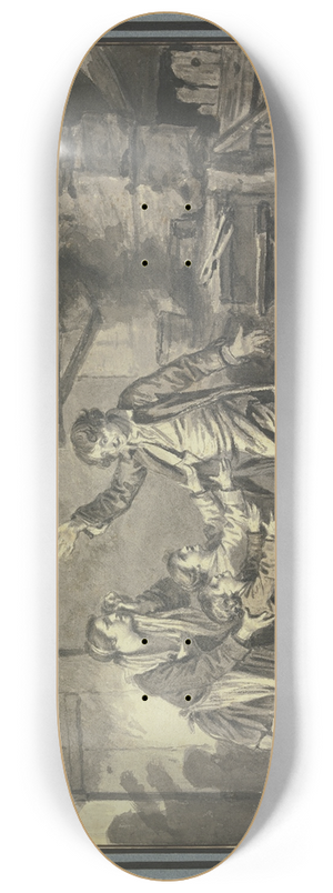Jean-Baptiste Greuze - In einer Schmiede fleht ein Weib mit zwei Kindern einen Mann an 8.25 inch art skate deck