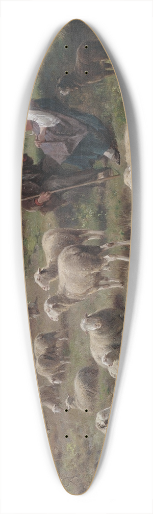 Cornelius van Leemputten - Schferpaar mit Herde in Weidelandschaft 39.3 inch art pintail longboard deck