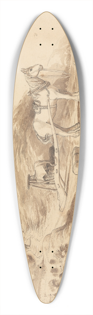 Cornelius Varley - A Horse pulling a Drag 39.3 inch art pintail longboard deck