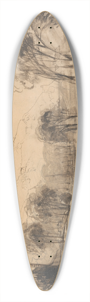 Cornelius Varley - Harlech Castle 39.3 inch art pintail longboard deck