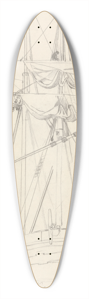 Cornelius Varley - Ship Study 39.3 inch art pintail longboard deck