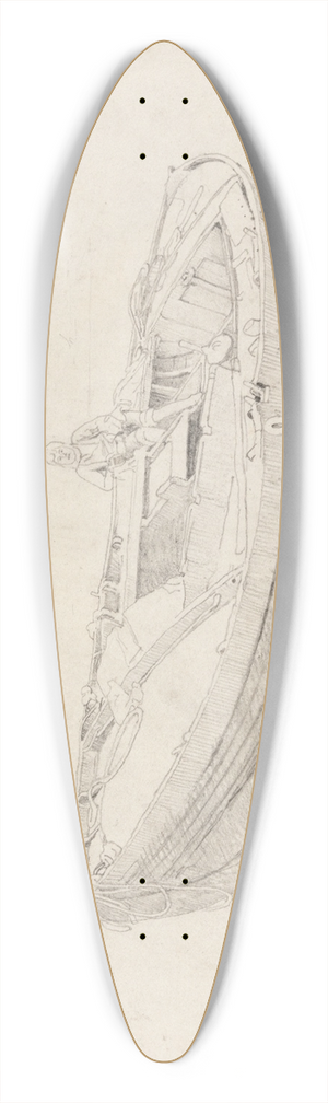 Cornelius Varley - Study of Moored Boat with Seated Figure 39.3 inch art pintail longboard deck