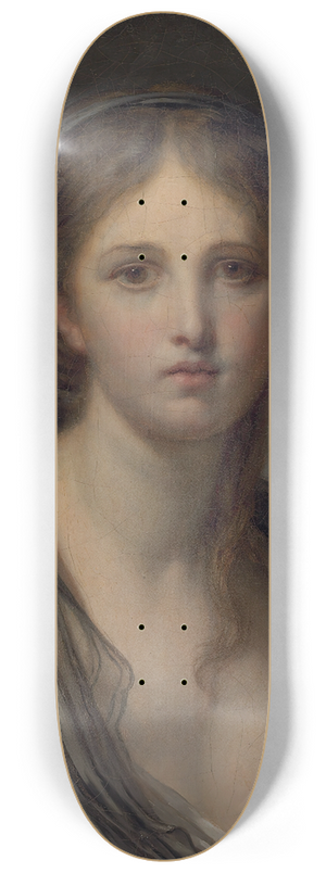 Jean-Baptiste Greuze - Portrait of a young woman, bust length, with a black scarf 8.25 inch art skate deck Jean-Baptiste Greuze - Portrait of a young woman, bust length, with a black scarf 8.25 inch art skate deck