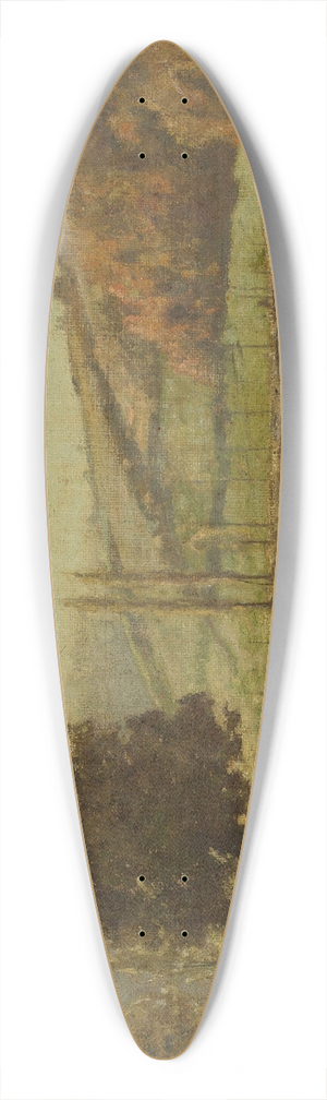 Curt Agthe - Landscape with poplars 39.3 inch art pintail longboard deck