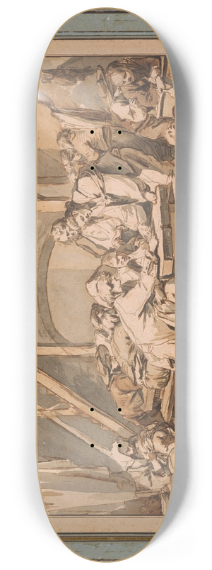 Jean-Baptiste Greuze - The Game of Morra 8.25 inch art skate deck