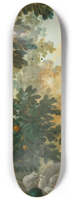 Jean-Baptiste Huet - Deux colombes se becquetant dans un paysage 8.25 inch art skate deck Jean-Baptiste Huet - Deux colombes se becquetant dans un paysage 8.25 inch art skate deck