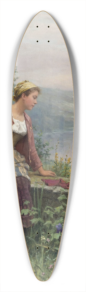 Daniel Ridgway Knight - Brittany Girl Overlooking A Stream 39.3 inch art pintail longboard deck