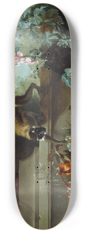Jean-Baptiste Oudry - Still Life with Monkey, Fruits, and Flowers 8.25 inch art skate deck