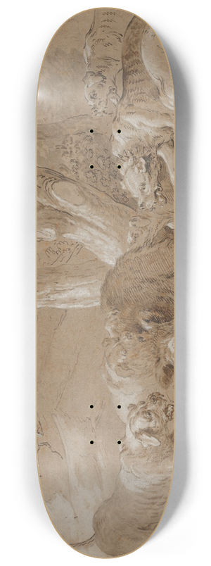 Jean-Baptiste Oudry - Wild Sow and Her Young Attacked by Dogs 8.25 inch art skate deck