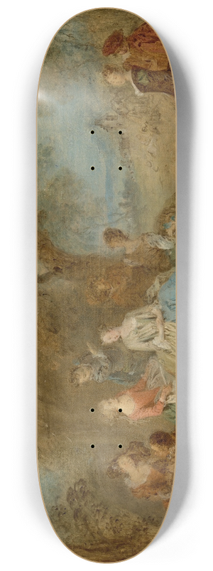 Jean-Baptiste Pater - An elegant company in a park 8.25 inch art skate deck