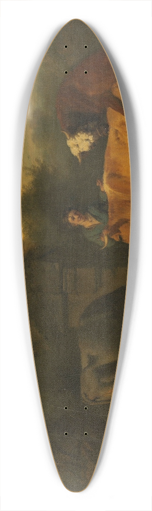 Dirck van Bergen - Landscape with Herdsman and Cattle 39.3 inch art pintail longboard deck