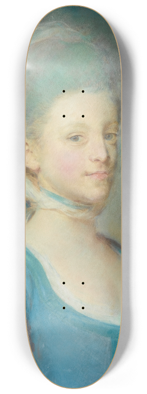 Jean-Baptiste Perronneau - Portrait Of A Young Woman Wearing A Kerchief Of Striped Gaze 8.25 inch art skate deck