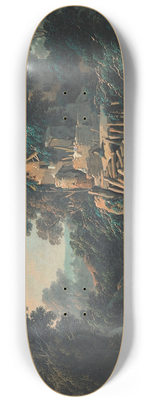 Jean-Baptiste Pillement - La Vielle Ferme (Pastoral Landscape) 8.25 inch art skate deck