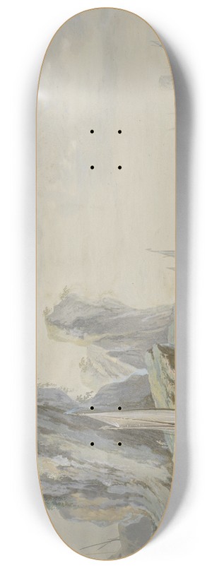 Jean-Baptiste Pillement - Meeresbucht mit groen Felsen links und Fischern 8.25 inch art skate deck