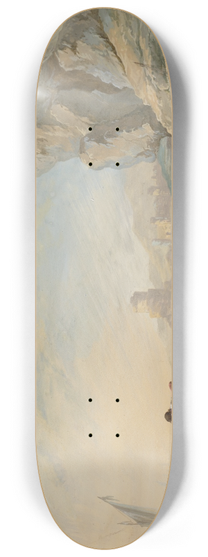 Jean-Baptiste Pillement - Meeresbucht mit groen Felsen rechts und Fischern 8.25 inch art skate deck