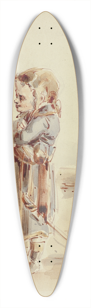 Dupenvant - Boy Posing as Admiral on Ship 39.3 inch art pintail longboard deck