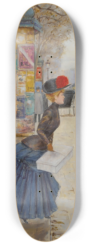 Jean Braud - Jeune Femme Traversant Le Boulevard 8.25 inch art skate deck
