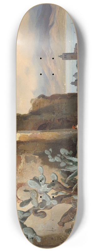 Jean-Charles Joseph Rmond - Ancient Ruins near Messina,Sicily 8.25 inch art skate deck
