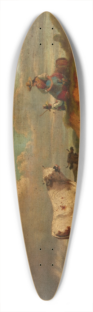 Eduard Michel Ferdinand Hamman - Landscape with a Shepherdess and Cattle 39.3 inch art pintail longboard deck