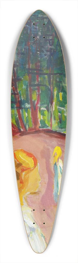 Edvard Munch - Flirting in the Park 39.3 inch art pintail longboard deck