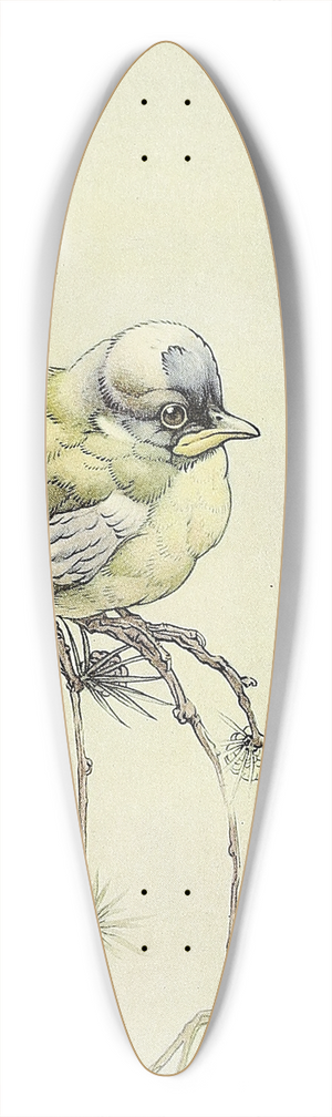Edward Julius Detmold - The Blue Tit 39.3 inch art pintail longboard deck