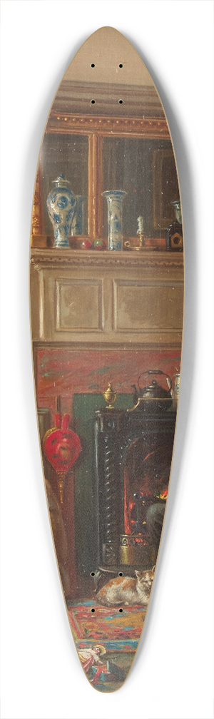 Edward Lamson Henry - By the Fire 39.3 inch art pintail longboard deck