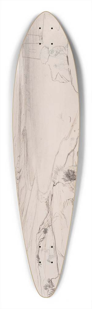 Edward Lear - View of Sciacca, Sicily 39.3 inch art pintail longboard deck