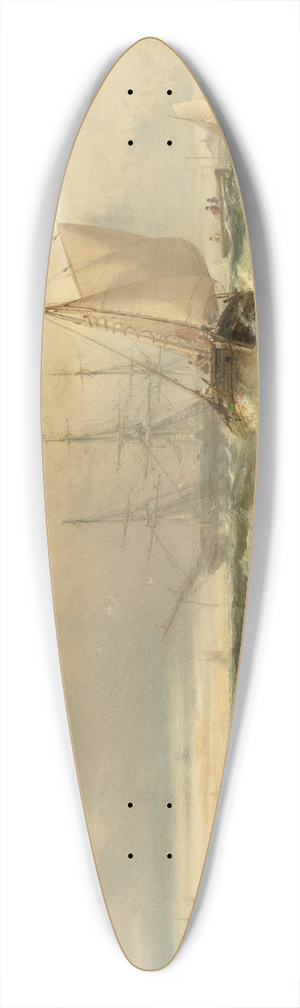 Edward Moran - Storm Off New Castle, Delaware 39.3 inch art pintail longboard deck