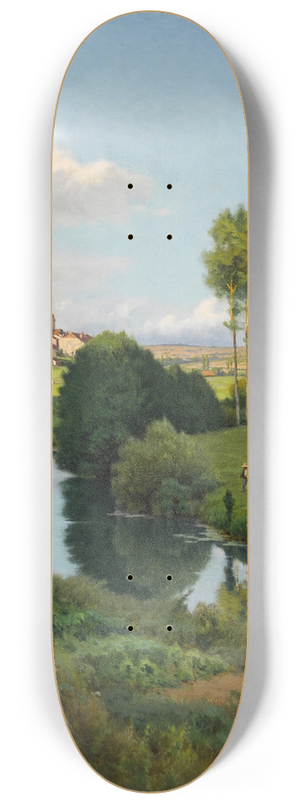 Jean Ferdinand Monchablon - La Saone au bas de Lironcourt, Vosges 8.25 inch art skate deck