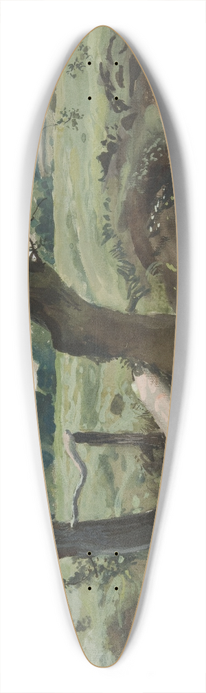 Edwin Austin Abbey - Study of two trees and afield 39.3 inch art pintail longboard deck