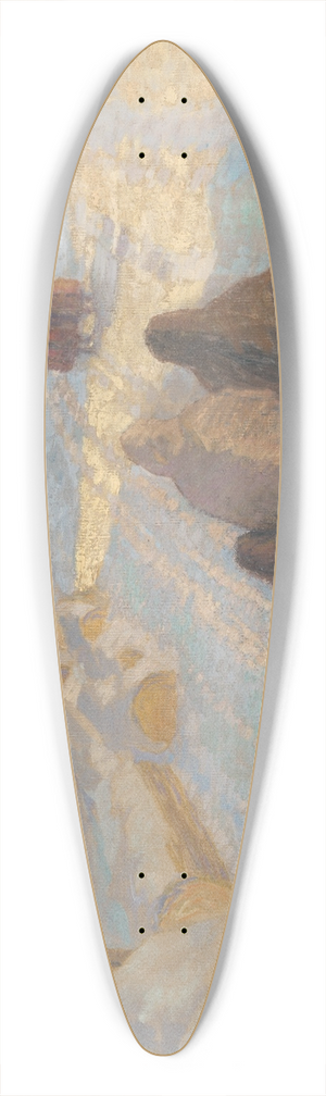 Elemr Halsz-Hradil - Winter in the village 39.3 inch art pintail longboard deck