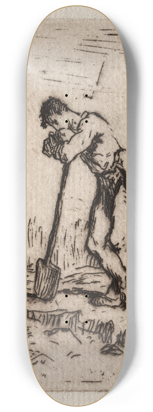 Jean-Franois Millet - Man Leaning on a Spade 8.25 inch art skate deck