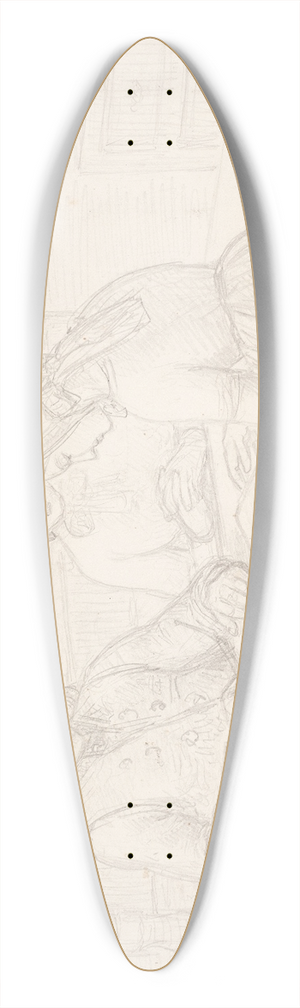 Elisabeth Jerichau Baumann - Studietegning til Husandagten 39.3 inch art pintail longboard deck