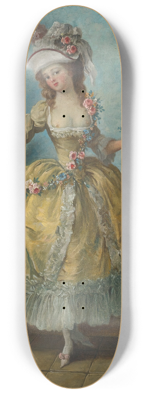 Jean-Frdric Schall - A Young Lady In A Garden, Holding A Garland Of Flowers 8.25 inch art skate deck