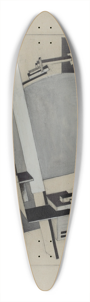 El Lissitzky - Proun Study 1A (Proun S. K.) the Bridge 39.3 inch art pintail longboard deck