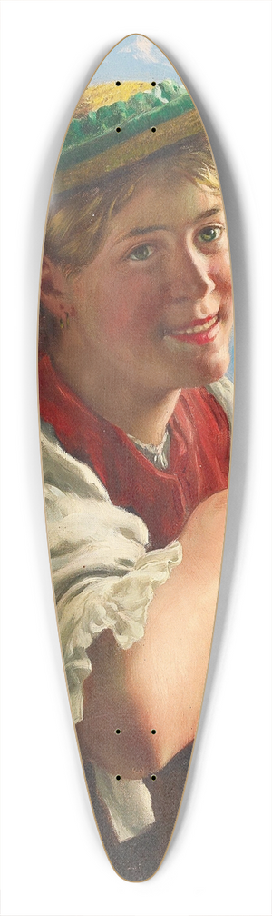 Emil Rau - Young Lass Smiling 39.3 inch art pintail longboard deck