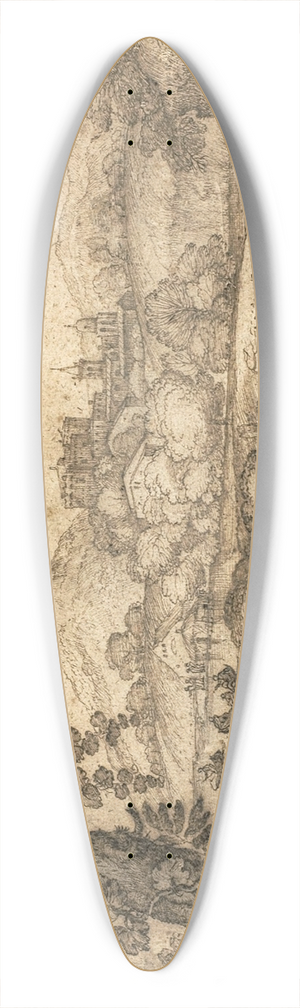 Ercole Bazicaluva - Landscape with Figures Binding Wheat in Foreground 39.3 inch art pintail longboard deck