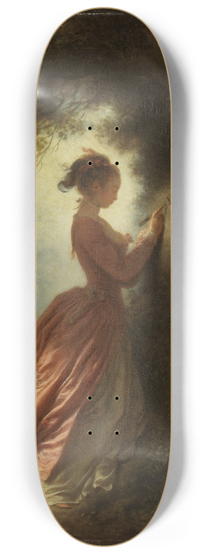 Jean-Honor Fragonard - Le chiffre damour (The Souvenir) 8.25 inch art skate deck
