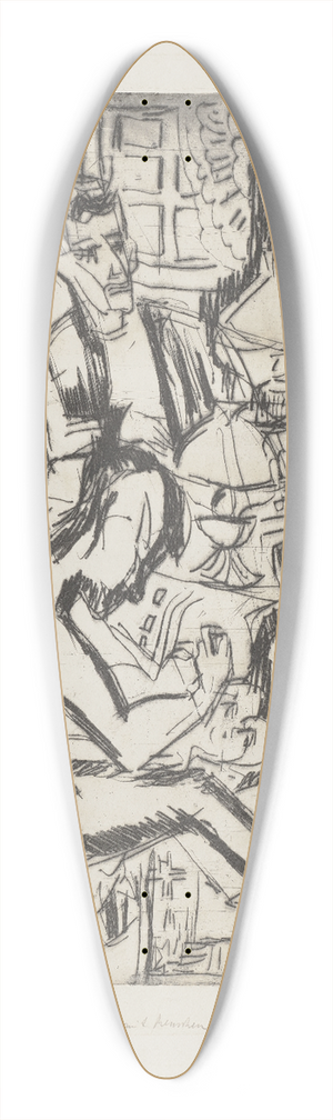 Ernst Ludwig Kirchner - Interieur mit Menschen 39.3 inch art pintail longboard deck