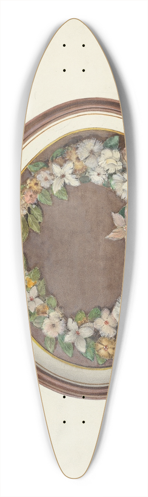 Esther Hansen - Feather Wreath Oval Frame 39.3 inch art pintail longboard deck