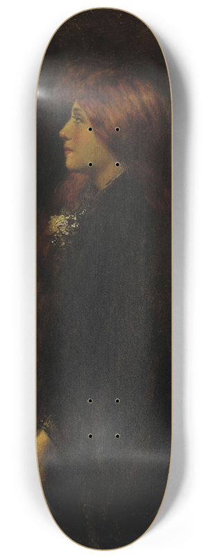 Jean-Jacques Henner - Portrait, Red Haired Beauty Standing in Profile 8.25 inch art skate deck Jean-Jacques Henner - Portrait, Red Haired Beauty Standing in Profile 8.25 inch art skate deck