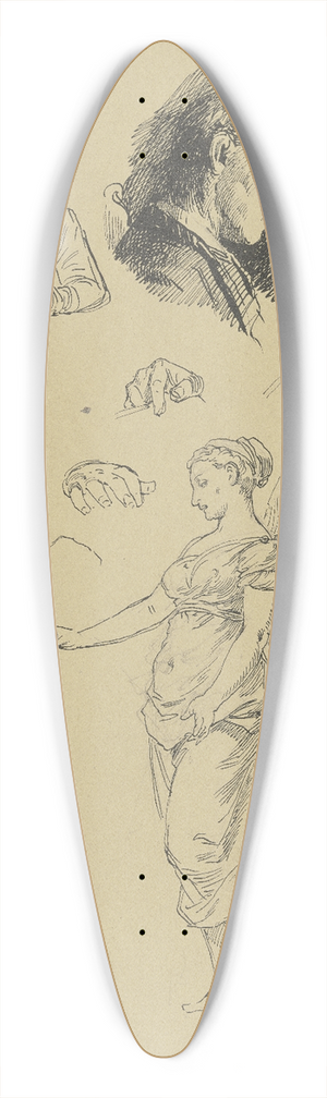 Eugen Klimsch - Studienblatt; Kpfe, Hnde und ein Friedensengel 39.3 inch art pintail longboard deck