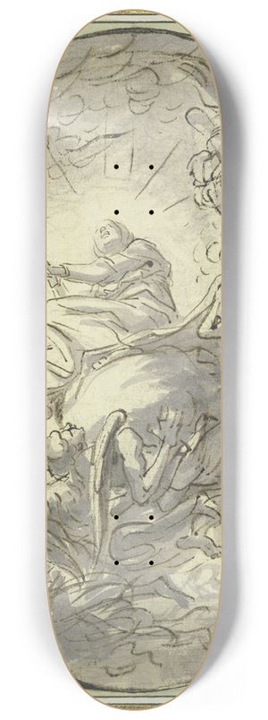 Jean Jouvenet - Himmelfahrt Mari, sie sitzt in einer Glorie und wird von Engeln auf Wolken in die Hhe getragen 8.25 inch art skate deck