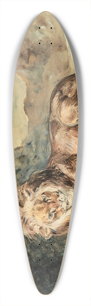 Eugne Delacroix - Lying LionIn A Landscape 39.3 inch art pintail longboard deck