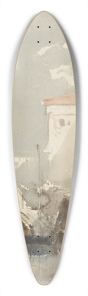 Eugne Isabey - Sailboats in a Sunlit Harbor (recto) 39.3 inch art pintail longboard deck
