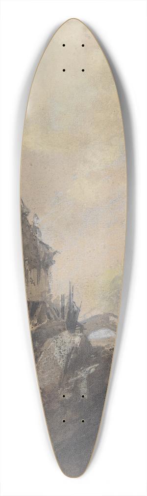 Eugne Isabey - Village  Dieppe 39.3 inch art pintail longboard deck