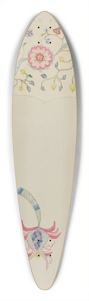 Fanchon Larzelere - Crewel Embroidery 39.3 inch art pintail longboard deck