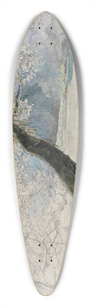 Ferdinand Keller - Landschaft am Seeufer 39.3 inch art pintail longboard deck